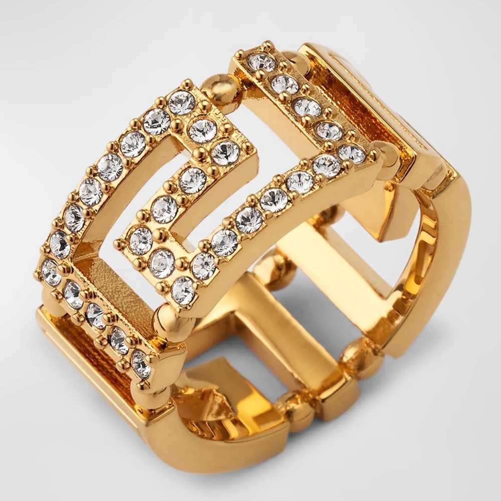 Versace Gold Crystal Embellished Ring - Picture 4 of 11